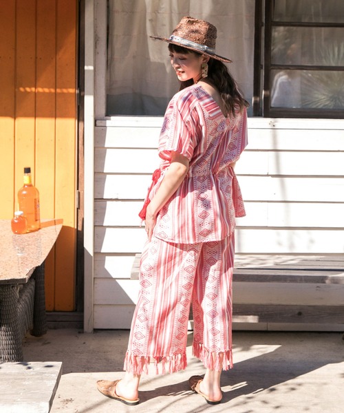 チャイハネ(チャイハネ)の「【チャイハネ】南インド織りストラナフリンジワイドパンツ(その他パンツ・レディース・ブラック/レッド/イエロー・FREE)」の17枚目の写真