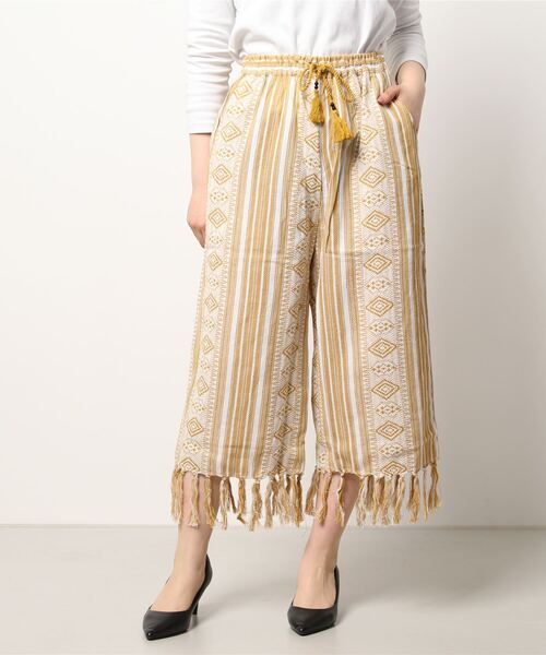 チャイハネ(チャイハネ)の「【チャイハネ】南インド織りストラナフリンジワイドパンツ(その他パンツ・レディース・ブラック/レッド/イエロー・FREE)」の10枚目の写真