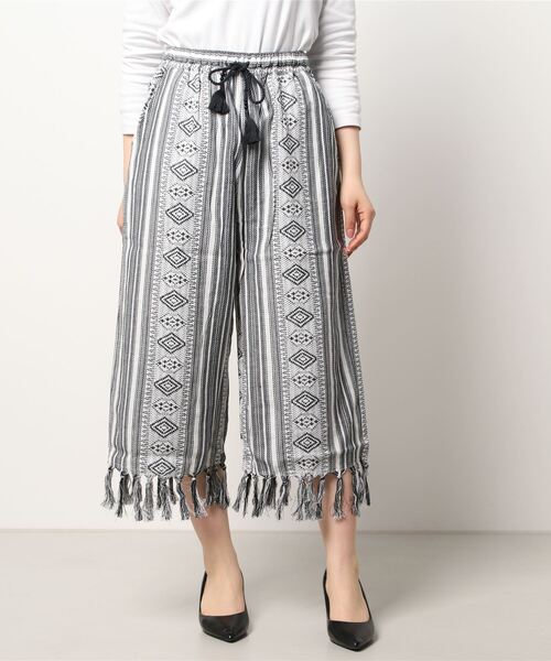 チャイハネ(チャイハネ)の「【チャイハネ】南インド織りストラナフリンジワイドパンツ(その他パンツ・レディース・ブラック/レッド/イエロー・FREE)」の6枚目の写真