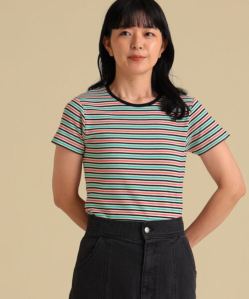 Ray BEAMS（レイビームス）の「Ray BEAMS / マルチ ボーダー リブ Tシャツ（Tシャツ/カットソー・レディース・ホワイト/ピンク/ミント・ONE SIZE）」の16枚目の写真