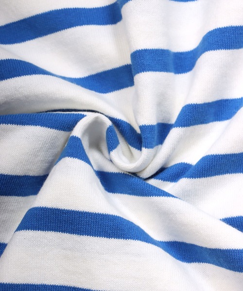 SITRY（シトリー）の「Panel border Loose silhouette boat neck T-shirt/パネルボーダー ルーズシルエット  ボートネック 半袖Ｔシャツ（Tシャツ/カットソー・メンズ・ブラック/レッド/ブルー/グリーン/ブラック系その他/ブルー系その他・M/L）」の13枚目の写真