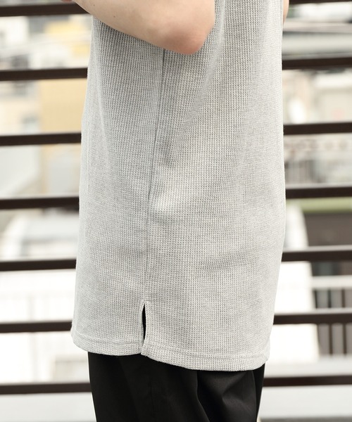 ８(eight)（エイト）の「ワッフルロング丈Ｔシャツ（Tシャツ/カットソー・メンズ・ホワイト/ブラック/グレー・X-LARGE/LARGE/MEDIUM）」の5枚目の写真