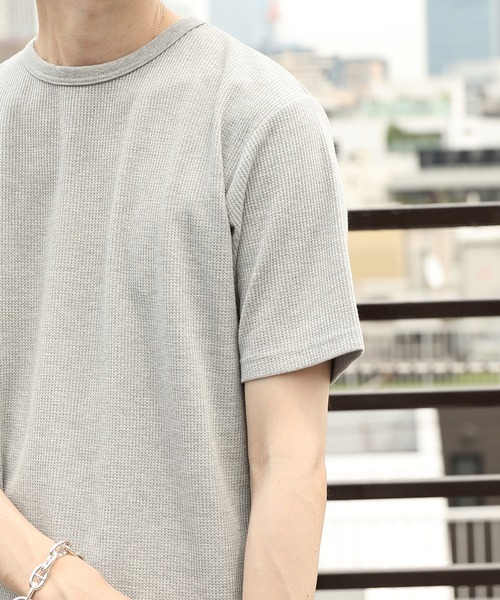 ８(eight)（エイト）の「ワッフルロング丈Ｔシャツ（Tシャツ/カットソー・メンズ・ホワイト/ブラック/グレー・X-LARGE/LARGE/MEDIUM）」の8枚目の写真