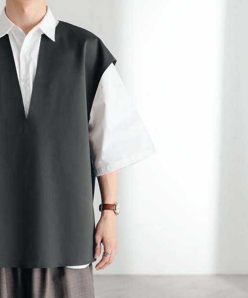 epnok(エプノック)の「ダンボールキーネックベスト(ベスト・メンズ・チャコールグレー/アイボリー/グレイッシュベージュ・SMALL/MEDIUM/LARGE)」の11枚目の写真