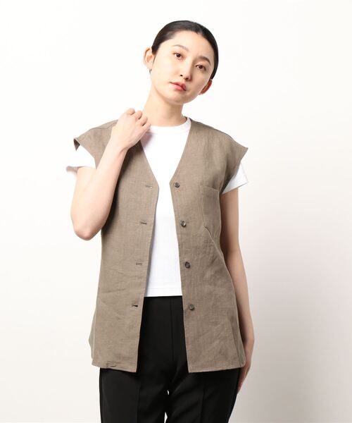 CASA FLINE◆ベスト/FREE/リネン/BRW/無地/2222302019 コットンリネンベスト – CASA FLINE