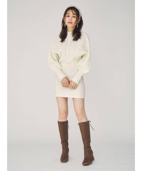 MERCURYDUO（マーキュリーデュオ）の「バックレースアップミドルブーツ（ブーツ・レディース・ブラック/ブラウン・36/38）」の5枚目の写真