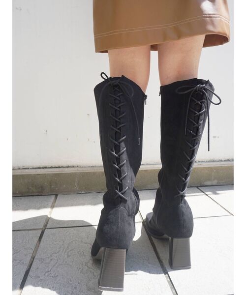 MERCURYDUO（マーキュリーデュオ）の「バックレースアップミドルブーツ（ブーツ・レディース・ブラック/ブラウン・36/38）」の12枚目の写真