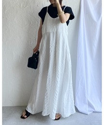 She's Closet（シーズクローゼット）の「Aラインフレアバッククロスボリュームロングキャミワンピース（ワンピース）」