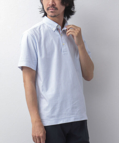 NOLLEY'S goodman(ノーリーズグッドマン)の「カノコテープ ボタンダウン ポロシャツ(※夏を快適に過ごせる機能素材)(ポロシャツ・メンズ・ホワイト/ネイビー/ブルー/ホワイト系その他6/ベージュ系その他3/ブルー系その他3/ブルー系その他7・M/L/S/XL)」の6枚目の写真