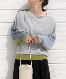 Q | ブロックカラー横リブドルマンニット(ニット/セーター)