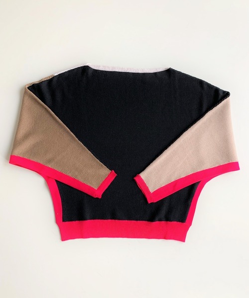 Q(キュー)の「ブロックカラー横リブドルマンニット(ニット/セーター・レディース・ブラック/パープル/アイボリー/バーガンディー/ライトグレー/ベージュ/マスタード/ネイビー/グレー系その他/ホワイト系その他・MEDIUM)」の20枚目の写真