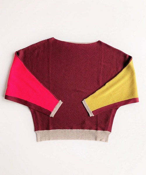 Q(キュー)の「ブロックカラー横リブドルマンニット(ニット/セーター・レディース・ブラック/パープル/アイボリー/バーガンディー/ライトグレー/ベージュ/マスタード/ネイビー/グレー系その他/ホワイト系その他・MEDIUM)」の22枚目の写真