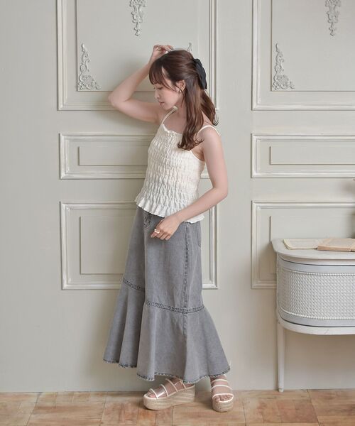 ems excite(エムズエキサイト)の「シャーリングキャミ(Tシャツ/カットソー・レディース・ブラック/イエロー系その他3/ブラック系その他2/アイボリー・FREE)」の15枚目の写真