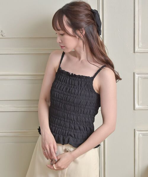 ems excite(エムズエキサイト)の「シャーリングキャミ(Tシャツ/カットソー・レディース・ブラック/イエロー系その他3/ブラック系その他2/アイボリー・FREE)」の10枚目の写真