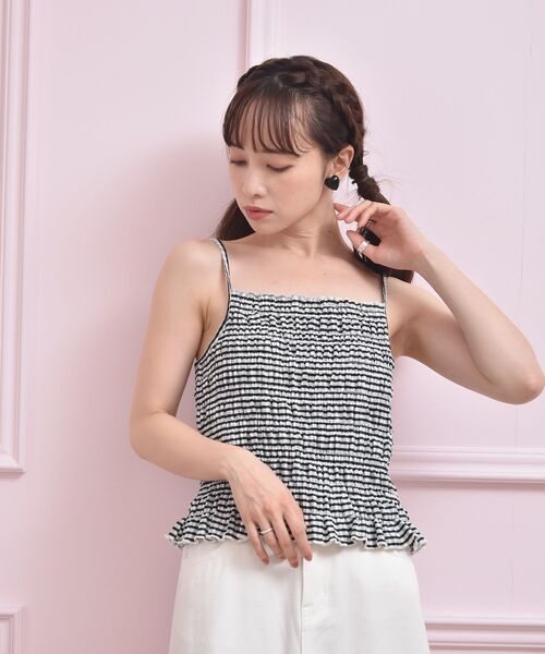 ems excite(エムズエキサイト)の「シャーリングキャミ(Tシャツ/カットソー・レディース・ブラック/イエロー系その他3/ブラック系その他2/アイボリー・FREE)」の5枚目の写真