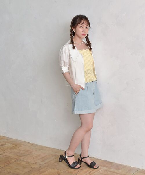 ems excite(エムズエキサイト)の「シャーリングキャミ(Tシャツ/カットソー・レディース・ブラック/イエロー系その他3/ブラック系その他2/アイボリー・FREE)」の6枚目の写真