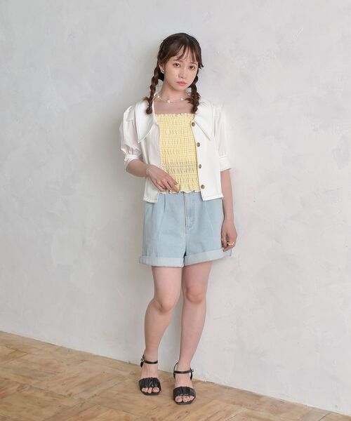 ems excite(エムズエキサイト)の「シャーリングキャミ(Tシャツ/カットソー・レディース・ブラック/イエロー系その他3/ブラック系その他2/アイボリー・FREE)」の13枚目の写真