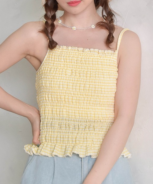 ems excite(エムズエキサイト)の「シャーリングキャミ(Tシャツ/カットソー・レディース・ブラック/イエロー系その他3/ブラック系その他2/アイボリー・FREE)」の4枚目の写真