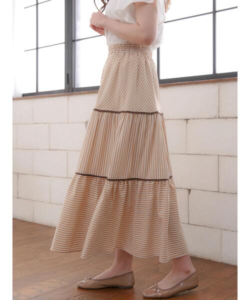 Areeam（アリーム）の「パイピングティアードロングスカート（スカート・レディース・ベージュ/ネイビー・FREE）」の15枚目の写真