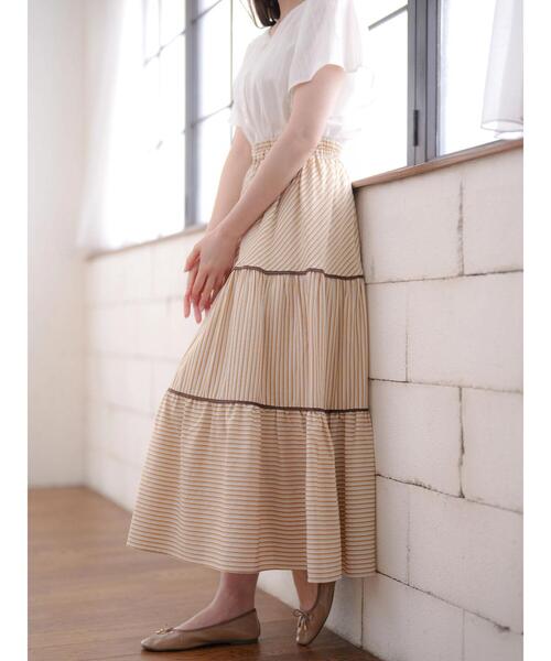 Areeam（アリーム）の「パイピングティアードロングスカート（スカート・レディース・ベージュ/ネイビー・FREE）」の20枚目の写真