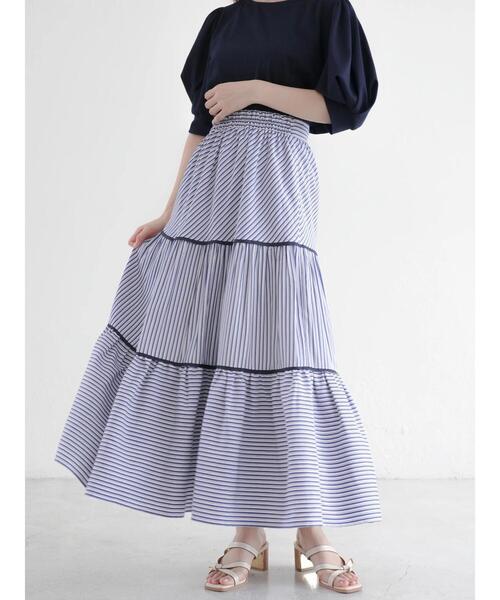 Areeam（アリーム）の「パイピングティアードロングスカート（スカート・レディース・ベージュ/ネイビー・FREE）」の13枚目の写真