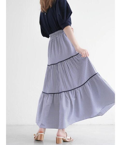 Areeam（アリーム）の「パイピングティアードロングスカート（スカート・レディース・ベージュ/ネイビー・FREE）」の16枚目の写真