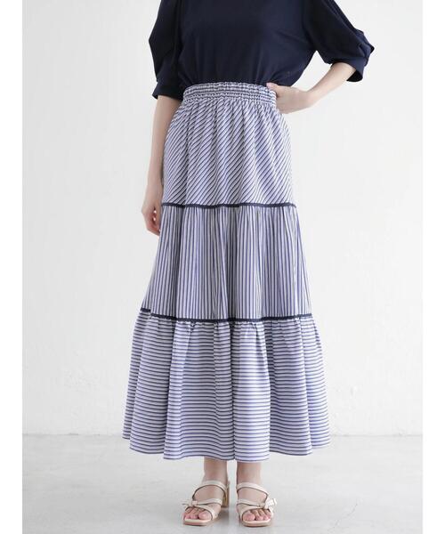 Areeam（アリーム）の「パイピングティアードロングスカート（スカート・レディース・ベージュ/ネイビー・FREE）」の11枚目の写真