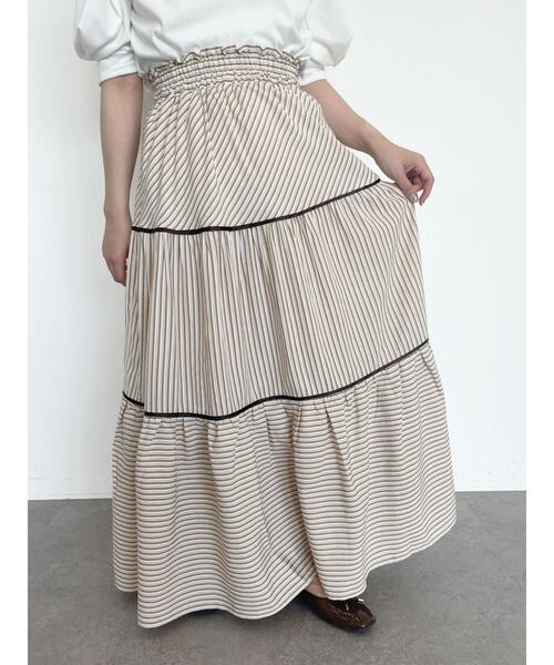 Areeam（アリーム）の「パイピングティアードロングスカート（スカート・レディース・ベージュ/ネイビー・FREE）」の17枚目の写真