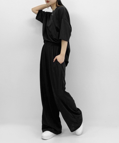 LVEU.(ラブユ.)の「Over T-shirt setup / オーバーTシャツセットアップ(Tシャツ/カットソー・レディース・ブラック・FREE)」の8枚目の写真