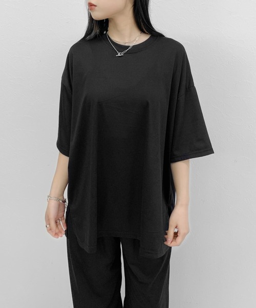 LVEU.(ラブユ.)の「Over T-shirt setup / オーバーTシャツセットアップ(Tシャツ/カットソー・レディース・ブラック・FREE)」の13枚目の写真