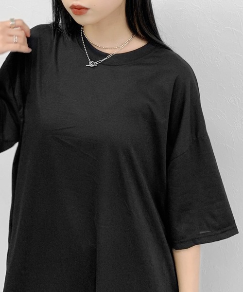 LVEU.(ラブユ.)の「Over T-shirt setup / オーバーTシャツセットアップ(Tシャツ/カットソー・レディース・ブラック・FREE)」の2枚目の写真