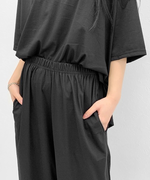 LVEU.(ラブユ.)の「Over T-shirt setup / オーバーTシャツセットアップ(Tシャツ/カットソー・レディース・ブラック・FREE)」の3枚目の写真