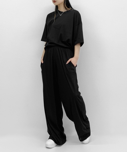 LVEU.(ラブユ.)の「Over T-shirt setup / オーバーTシャツセットアップ(Tシャツ/カットソー・レディース・ブラック・FREE)」の16枚目の写真