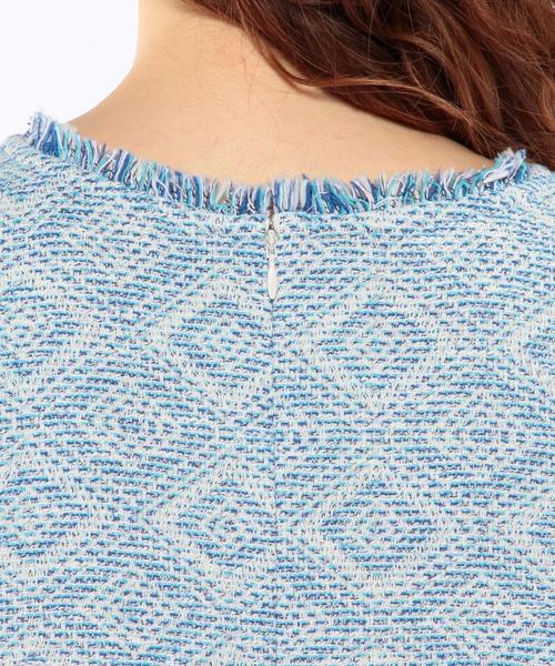 Another Edition（アナザーエディション）の「ツィードジャカードプルオーバー/AEBC 　ﾂｲｰﾄﾞJQ PO◆（シャツ/ブラウス・レディース・コバルトブルー/イエロー・ﾌﾘ-）」の4枚目の写真