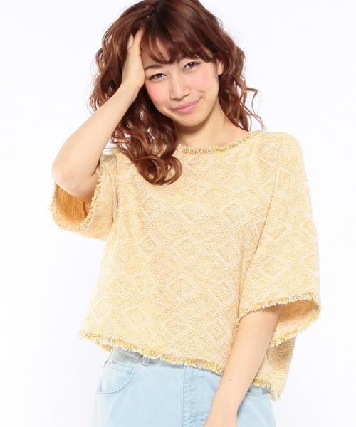 Another Edition（アナザーエディション）の「ツィードジャカードプルオーバー/AEBC 　ﾂｲｰﾄﾞJQ PO◆（シャツ/ブラウス・レディース・コバルトブルー/イエロー・ﾌﾘ-）」の5枚目の写真