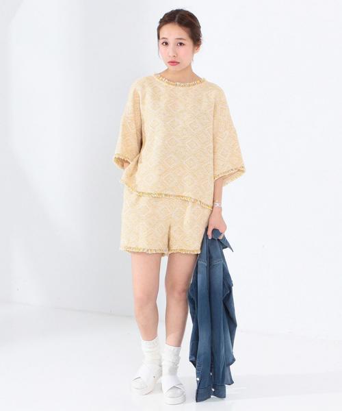 Another Edition（アナザーエディション）の「ツィードジャカードプルオーバー/AEBC 　ﾂｲｰﾄﾞJQ PO◆（シャツ/ブラウス・レディース・コバルトブルー/イエロー・ﾌﾘ-）」の8枚目の写真