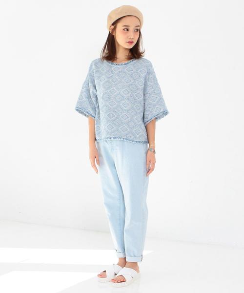 Another Edition（アナザーエディション）の「ツィードジャカードプルオーバー/AEBC 　ﾂｲｰﾄﾞJQ PO◆（シャツ/ブラウス・レディース・コバルトブルー/イエロー・ﾌﾘ-）」の15枚目の写真