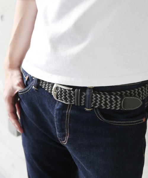 PRAIRIE（プレリー）の「[PRAIRIE]日本製ベルトストレッチ素材（ベルト・レディース・ベージュ/ネイビー/ブラック×グレー/チョコ/ネイビー×ホワイト・FREE）」の2枚目の写真