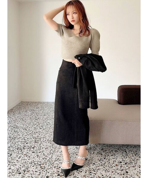 RESEXXY（リゼクシー）の「フロントクロスパワショルニット（ニット/セーター・レディース・ホワイト/ブラック/グリーン/ブラウン・FREE）」の8枚目の写真