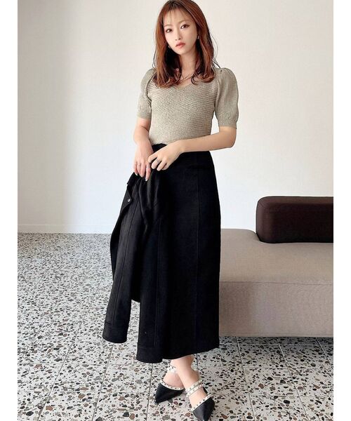 RESEXXY（リゼクシー）の「フロントクロスパワショルニット（ニット/セーター・レディース・ホワイト/ブラック/グリーン/ブラウン・FREE）」の9枚目の写真