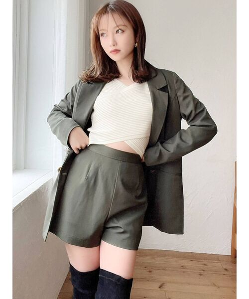 RESEXXY（リゼクシー）の「フロントクロスパワショルニット（ニット/セーター・レディース・ホワイト/ブラック/グリーン/ブラウン・FREE）」の12枚目の写真