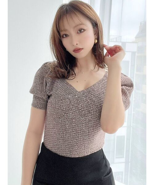 RESEXXY（リゼクシー）の「フロントクロスパワショルニット（ニット/セーター・レディース・ホワイト/ブラック/グリーン/ブラウン・FREE）」の13枚目の写真