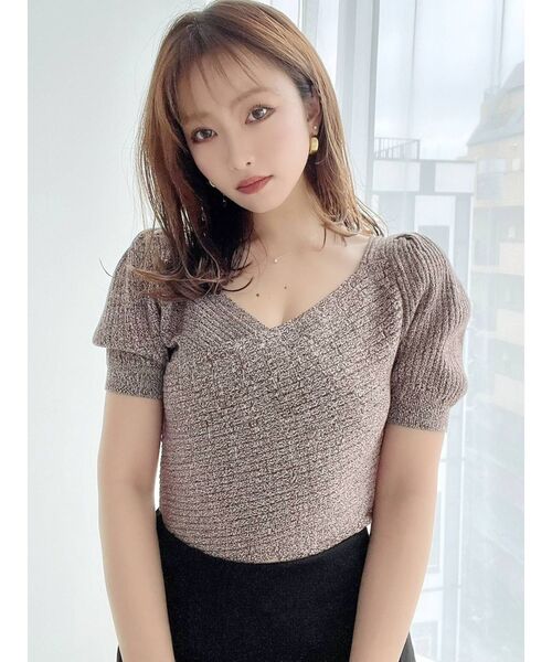 RESEXXY（リゼクシー）の「フロントクロスパワショルニット（ニット/セーター・レディース・ホワイト/ブラック/グリーン/ブラウン・FREE）」の14枚目の写真