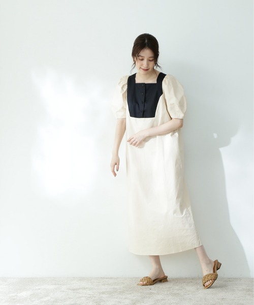 N.(N. Natural Beauty Basic)(エヌエヌナチュラルビューティーベーシック)の「切替パフワンピース(ワンピース・レディース・ホワイト系その他/ブラウン系その他・MEDIUM)」の4枚目の写真