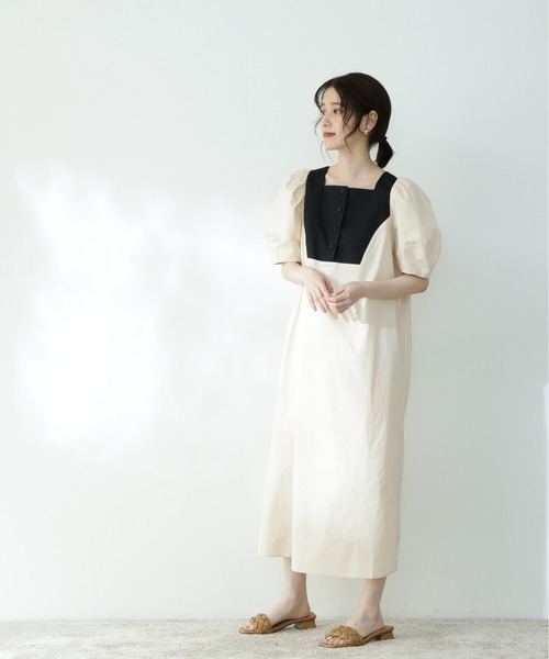 N.(N. Natural Beauty Basic)(エヌエヌナチュラルビューティーベーシック)の「切替パフワンピース(ワンピース・レディース・ホワイト系その他/ブラウン系その他・MEDIUM)」の5枚目の写真