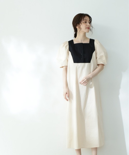 N.(N. Natural Beauty Basic)(エヌエヌナチュラルビューティーベーシック)の「切替パフワンピース(ワンピース・レディース・ホワイト系その他/ブラウン系その他・MEDIUM)」の3枚目の写真