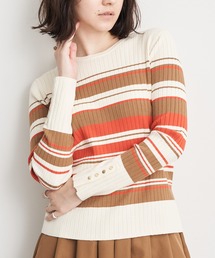 YECCA VECCA | 袖ボタンマルチボーダーリブニット(ニット/セーター)