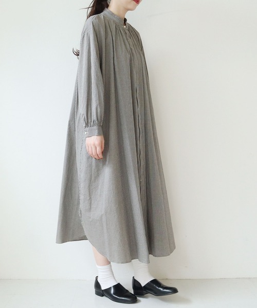 l'atelier du savon(アトリエドサボン)の「グラッドストーンカラー ギンガムシャツワンピース(シャツワンピース・レディース・ブラック/レッド・FREE)」の5枚目の写真