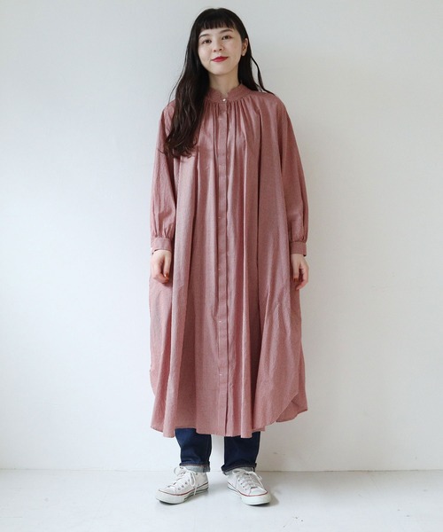 l'atelier du savon(アトリエドサボン)の「グラッドストーンカラー ギンガムシャツワンピース(シャツワンピース・レディース・ブラック/レッド・FREE)」の13枚目の写真