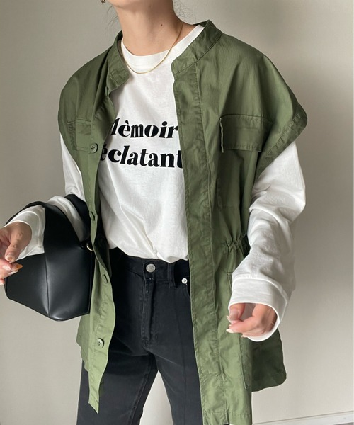 y/m by misato(イムバイミサト)の「Memoire eclatant. ロンT(Tシャツ/カットソー・レディース・ブラック/オフホワイト・FREE)」の2枚目の写真